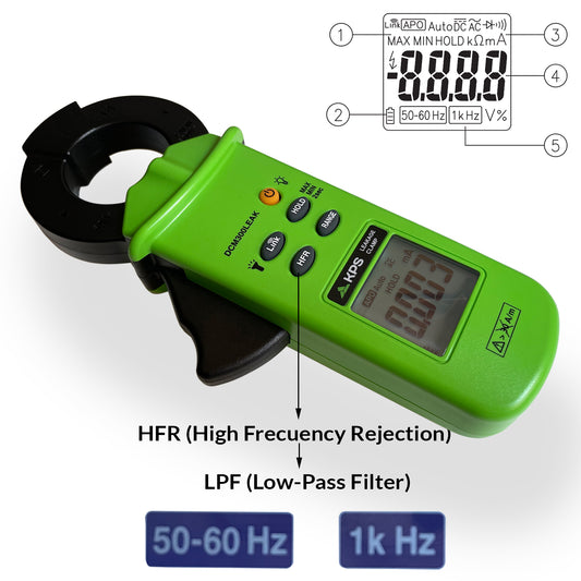 Pinza de fugas Bluetooth DCM300LEAK 60A LPF 50Hz-60Hz y 1KHz
