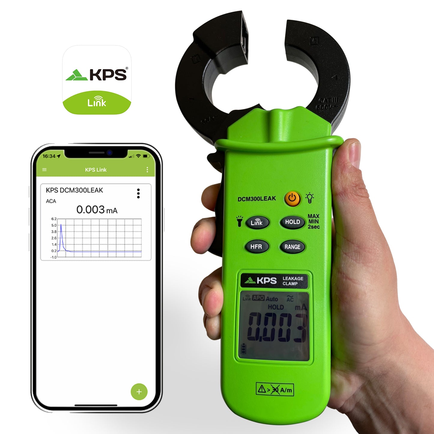 Pinza de fugas Bluetooth DCM300LEAK 60A LPF 50Hz-60Hz y 1KHz