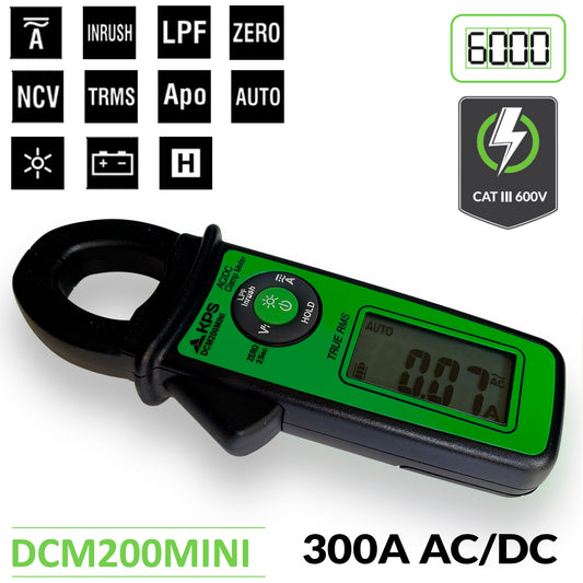 Pinza amperimétrica DCM200MINI TRMS 300A AC/DC