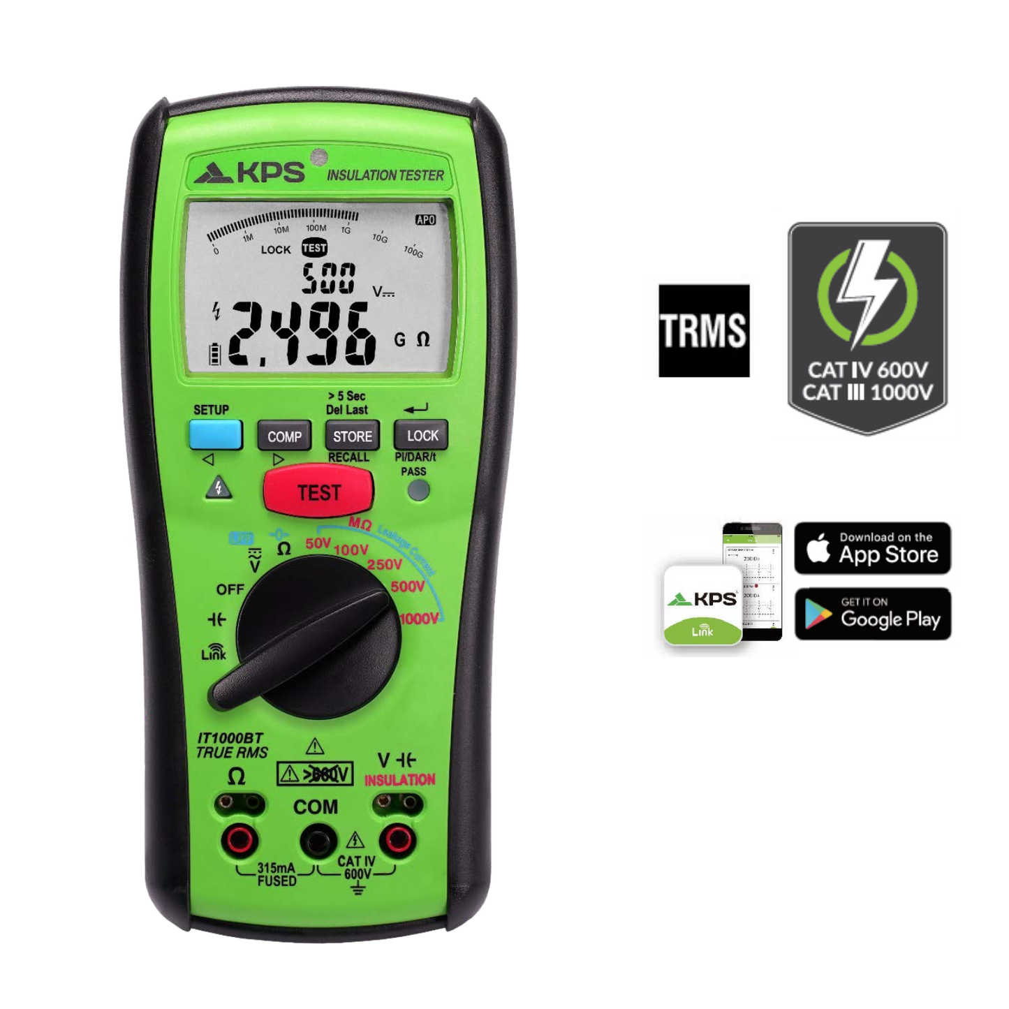 KPS-IT1000BT Medidor de Aislamiento y Resistencia 1000V con Bluetooth