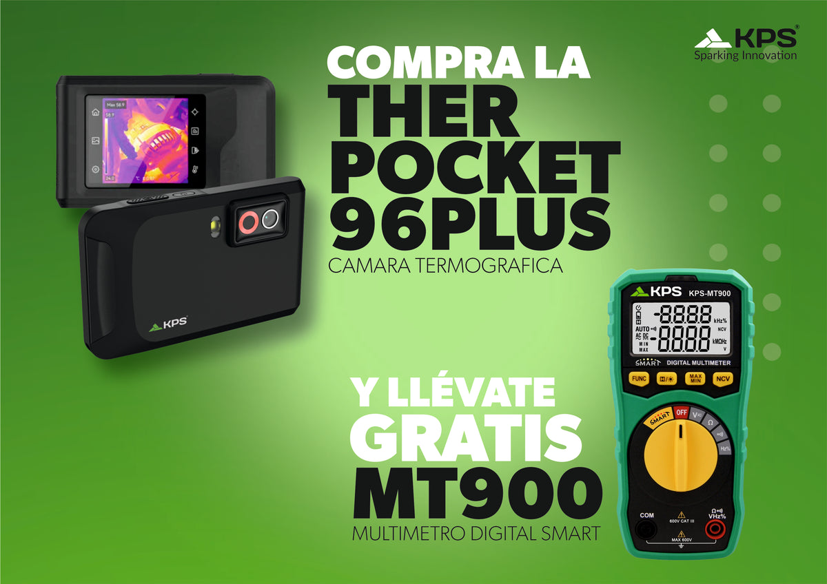Kit Cámara Termográfica de Bolsillo (Therpocket96PLUS) con Multímetro Digital Automático (MT900)