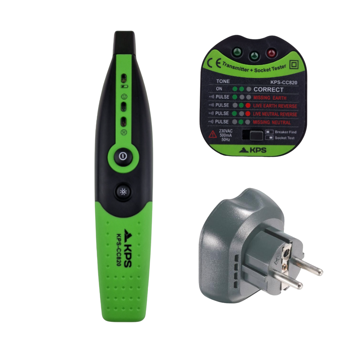 Comprobador de enchufes y localizador de protecciones KPS-CC820