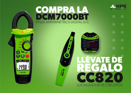 Digital-Stromzange mit Bluetooth (DCM7000BT) und Leitungsschutzschalter-Finder (CC820)