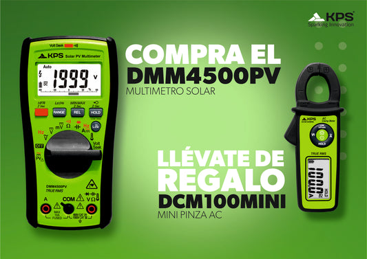 Digitales Solarmultimeter mit Bluetooth (DMM4500PV) und Kompakte TRMS 300A Stromzange (DCM100MINI)