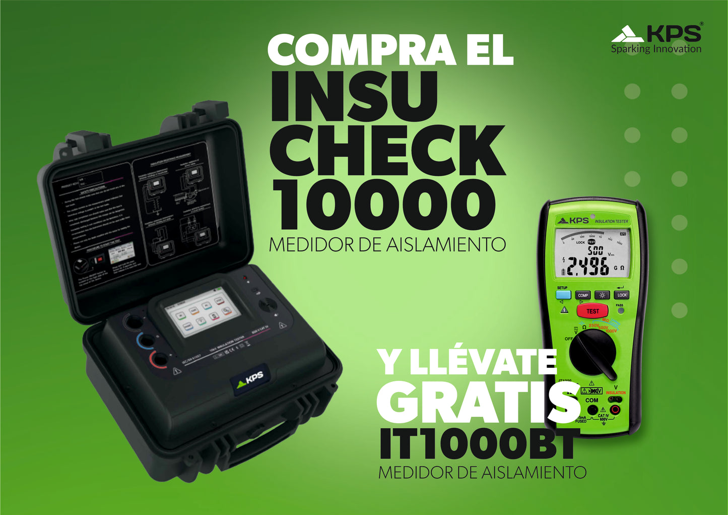 Testeur d’Isolation Professionnel 10 kV (INSUCHECK10000) avec Mesureur d’Isolation et de Résistance Bluetooth (IT1000BT)