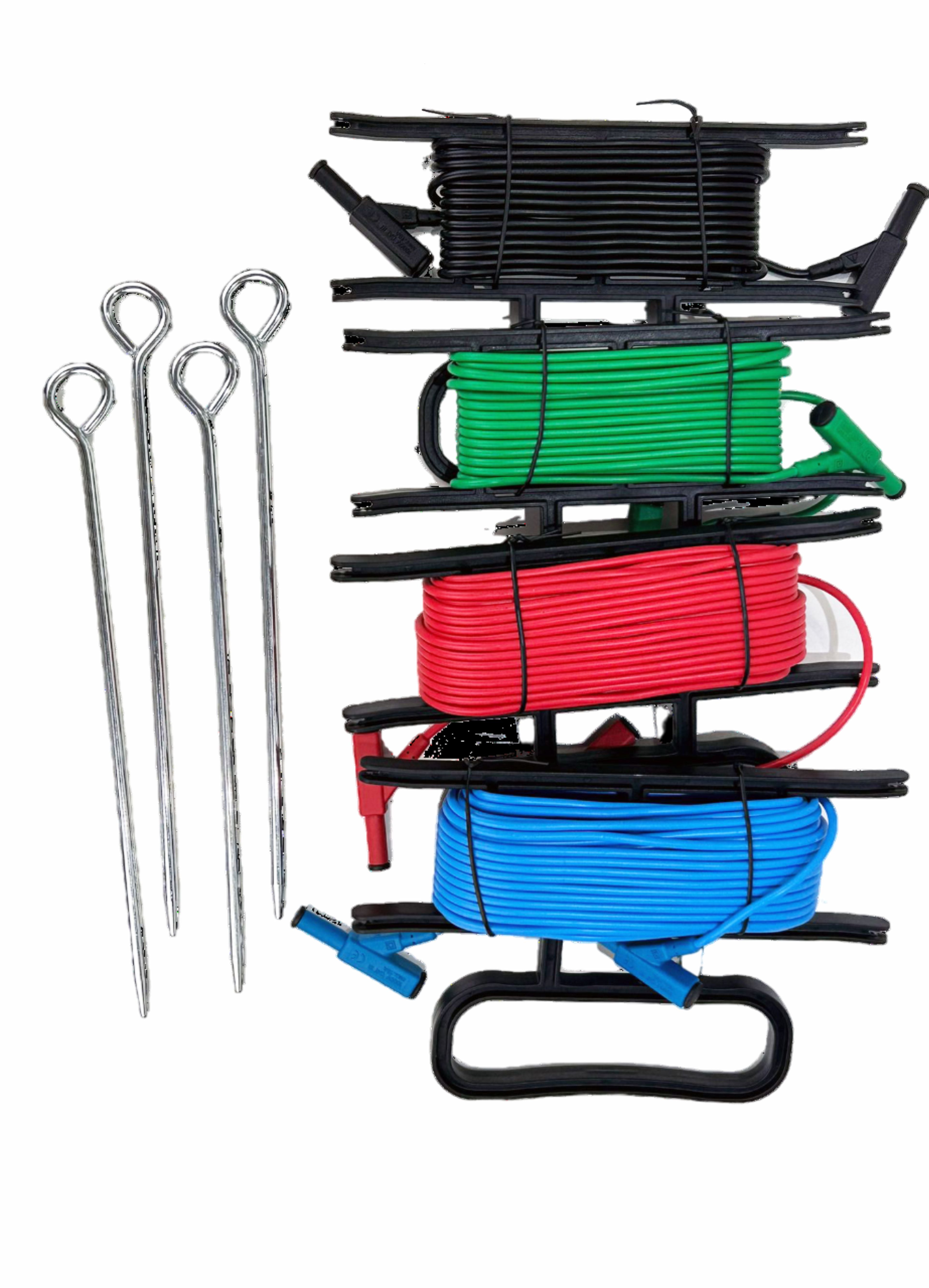 Earth Resistance Measurement Kit with 4 Spikes and 4 Cables (20m/20m/5 ...