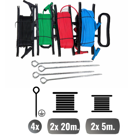 Earth Resistance Measurement Kit with 2 Spikes and 3 Cables (20m/20m/5m)