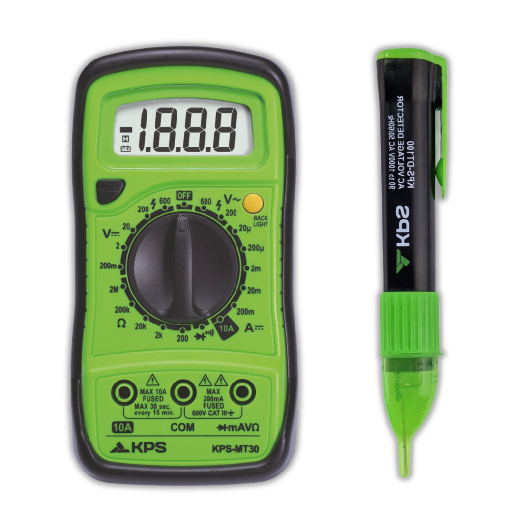 MT30+DT100: Kit Multímetro Digital 2000 Cuentas + Detector de Tensión 90-1000V