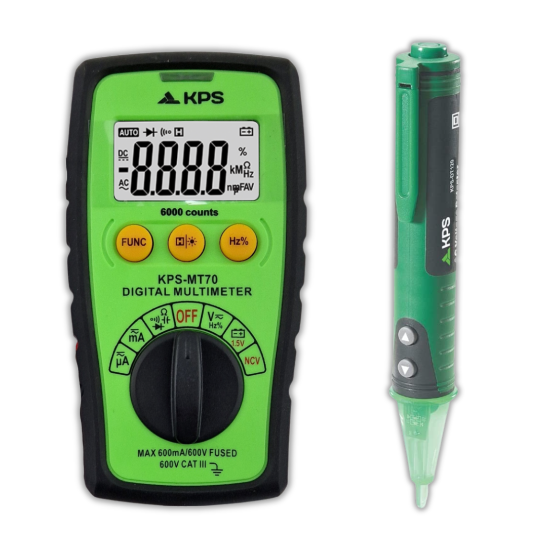 MT70+DT120: Kit Multímetro Digital TRMS 6000 Cuentas + Detector de Tensión 12-1000V