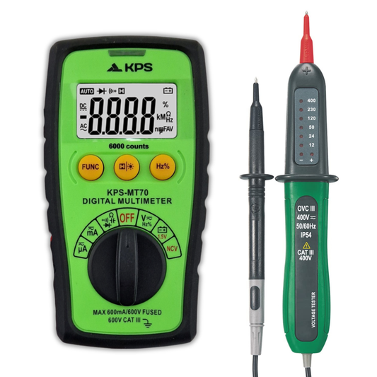 MT70+DT200: Kit Multímetro Digital TRMS 6000 Cuentas + Comprobador de Tensión 12-400V